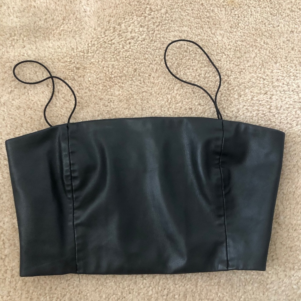 Zara Cropped Leather Top